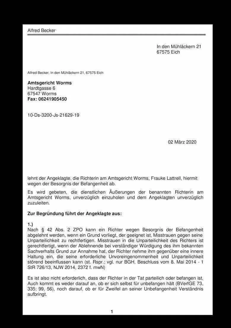 Richterin Lattrell Amtsgericht AG Worms Befangenheitsantrag Staatsanwaltschaft Mainz Justizskandal RLP Justizversagen-01