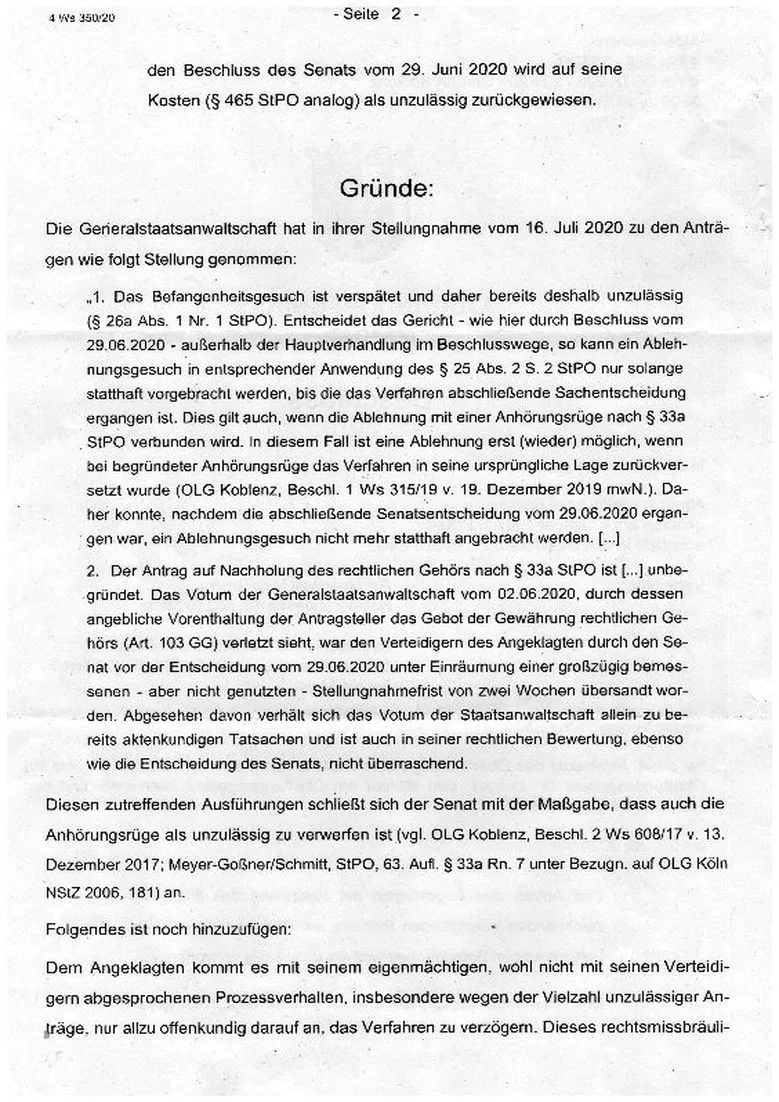 Beschluss Richter Konrad Leitges 4 Strafsenat Oberlandesgericht Koblenz Generalstaatsanwaltschaft Koblenz 20-07-2020 Seite-2