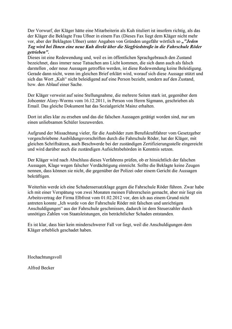Klage gegen Petra Ußner Worms und Heinz Jürgen Ußner Worms Fahrschule Röder Worms Seite-03