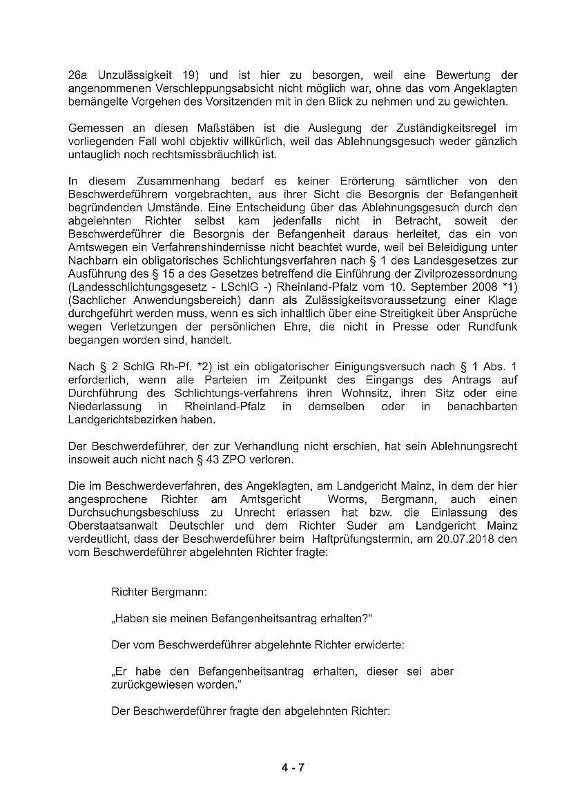 Sofortige Beschwerde Staatsanwaltschaft Mainz Freiheitsberaubung Richter Bergmann Generalstaatsanwaltschaft Koblenz-4
