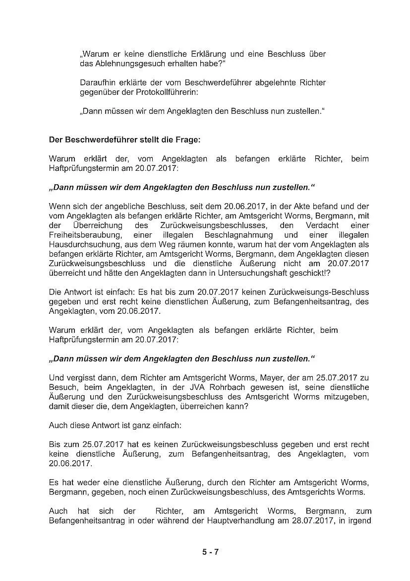 Sofortige Beschwerde Staatsanwaltschaft Mainz Freiheitsberaubung Richter Bergmann Generalstaatsanwaltschaft Koblenz-5