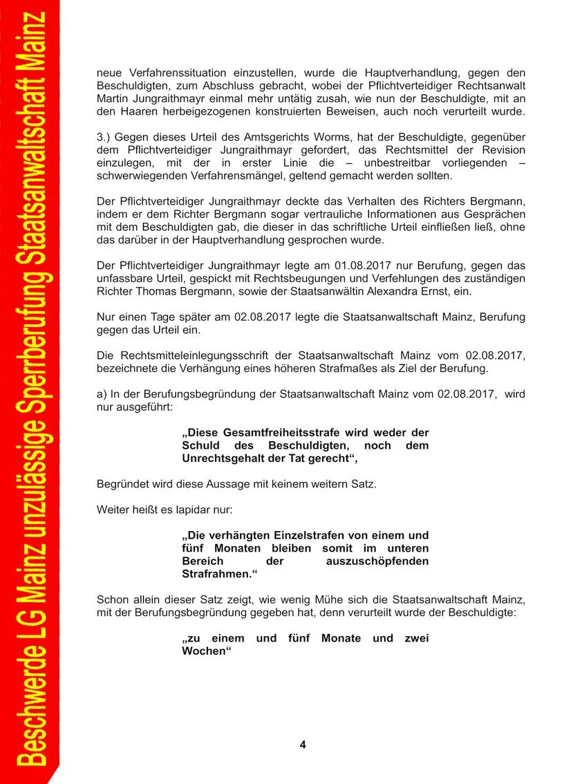 Beschwerde Unzulässige Sperrberufung Staatsanwaltschaft Mainz Rainer Hofius Barbara Euler Nadine Moormann Alexandra Ernst und Andrea Keller-04